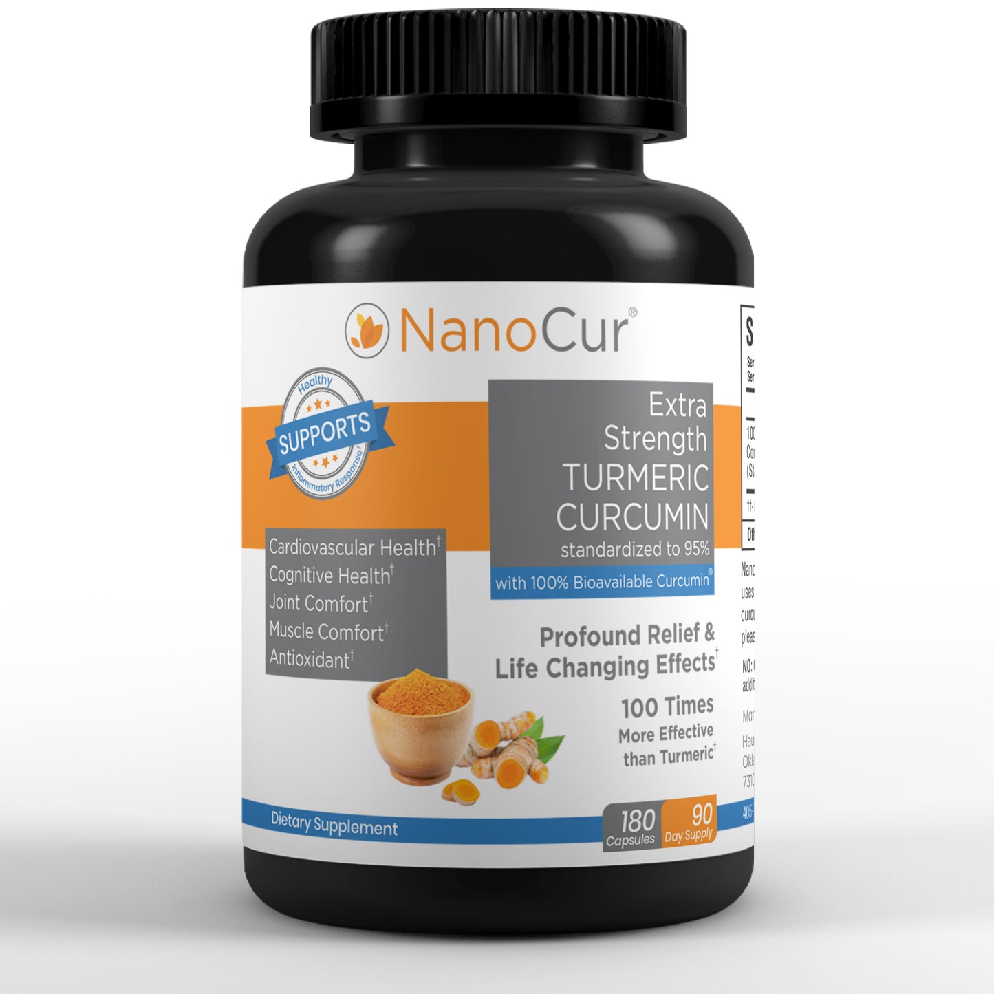 Nanocur Turmeric Curcumin 180 count bottle